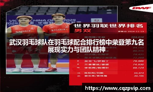 武汉羽毛球队在羽毛球配合排行榜中荣登第九名展现实力与团队精神